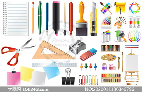 文具用品 調(diào)色板與鉛筆的創(chuàng)意世界